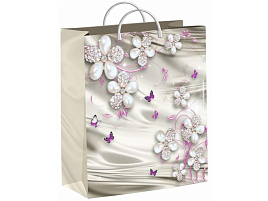 Упаковочная сумочка 26*24/0,14 Жемчужные цветочки, мягкий пластик