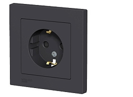 Розетка 1м  AtlasDesign 16А  с зазем.карбон  ATN001044