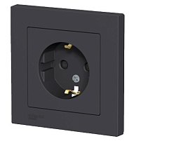 Розетка 1м  AtlasDesign 16А  с зазем.карбон  ATN001044