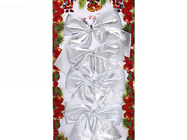 Бант на елку Серебряный шик 9*7см 6шт 185-0020