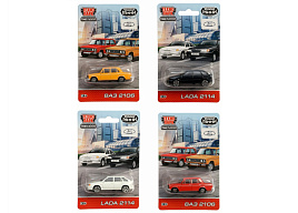 Машина металлическая VAZ1406-7-ASSORT vaz 2114 + 2106 7,5 см, МИКС,