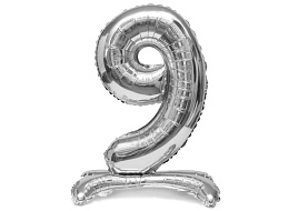 Шар надувной Цифра 9 серебро 32" ч41939 80см