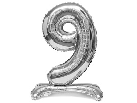 Шар надувной Цифра 9 серебро 32" ч41939 80см