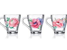 Кружка стекло 200мл 1649 Анемоны