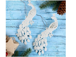 Подвеска пластик Павлин 2шт 5,5*16см белый 4322947