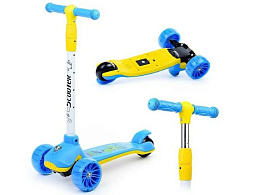 Самокат 3-х колесный U038245Y свет.колеса голубой/розовый