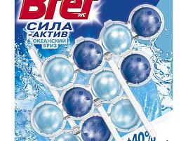 Блок для унитаза БРЕФ 3*50гр. Сила-актив Океан шарики 3494/3401