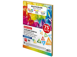 Бумага Brauberg 116647 MULTICOLOR А4, 80 г/м2, 75 л. (15 цветов x 5 листов)