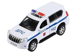 Машина металлическая PRADO-P-WH TOYOTA PRADO ПОЛИЦИЯ 12 см, двери, багаж, инерц, белый, кор.