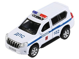 Машина металлическая PRADO-P-WH TOYOTA PRADO ПОЛИЦИЯ 12 см, двери, багаж, инерц, белый, кор.
