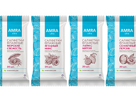 Влажные салфетки AMRA 20шт Освеж.4 фрукт.аром.ассорти 1278