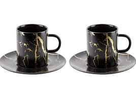 Сервиз чайный 4пр 0880081 Черный мрамор в/уп