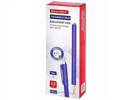 Ручка Brauberg 144223 "Techno-X GLD", СИНЯЯ, корпус синий, золотистые детали, линия 0,5 мм