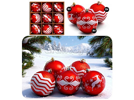 Набор шаров 8см S-2622 Новогодний бум 9шт