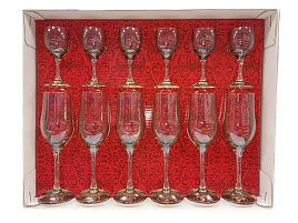 Набор подарочный 160/134/05/5433 Золотистый мед (6 бокалов+6рюмок)