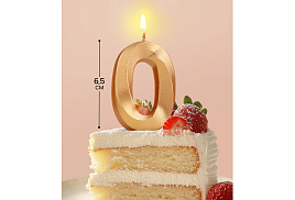 Свеча-цифра "0" Грань золотой металлик 5928484