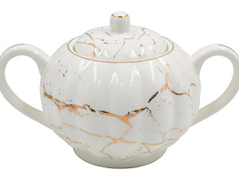 Сахарница керамика 176-350 Золотой мрамор 350мл в/уп