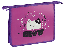 Папка для тетрадей А5 ArtSpace ПТ-73О0002 "MEOW", пластик, на молнии