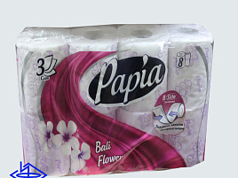 Туалетная бумага Papia 8шт.3-х сл.Балийский цветок 0099