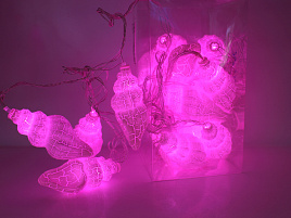 Электрогирлянда ракушка 20л розовая