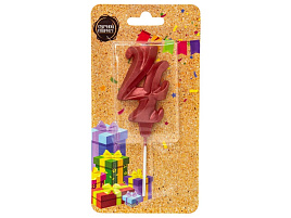 Свеча-цифра "4" Театральная красный металлик 5,5см 3344