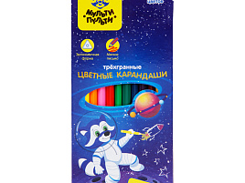 Карандаши цветные 12цв. Мульти-Пульти CP_29296 "Енот в космосе", трехгран., заточен., европодвес