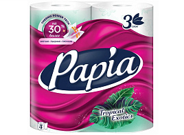 Туалетная бумага Papia 4шт.3-х сл.Tropical Exotics