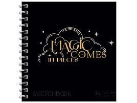 Скетчбук BG Скв40гр_58077 "Magic comes", 40л., 170*170 на гребне, матовая ламинация, фольга, Soft Touch, 120г/м2