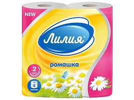 Т.бумага Лилия 4шт.2-х сл.Ромашка