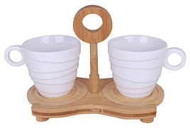 Набор кружек 2шт 5523 на бамбуковой подставке