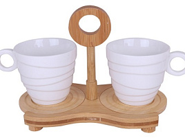 Набор кружек 2шт 5523 на бамбуковой подставке