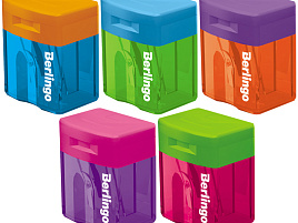 Точилка Berlingo 15017 "Fuze", 1 отверстие, контейнер, ассорти