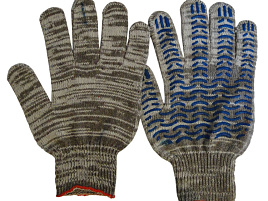 Перчатки х/б ПВХ 5-х нитк.10кл Люкс волна белые(Великан)