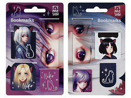 Закладки магнит. д/книг MESHU MS_55149 "Neko", 4шт.