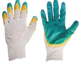 Перчатки х/б ОБЛИВНЫЕ двойное покрытие Люкс