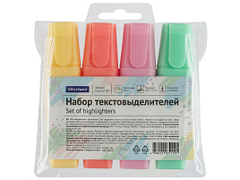 Набор текстмаркеров OfficeSpace HLp4_67109 04цв., пастельные цвета, 1-5мм, европодвес