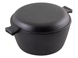 Кастрюля чугунная 4,5л с крышкой-сковородой 985009/6455