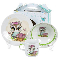 Набор для завтрака детский 350704/C640 Цветочная сова 3пр.