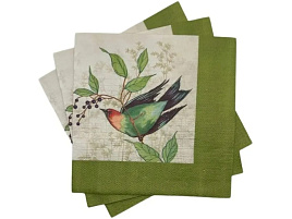 Салфетки 20л.3-х сл.Bouguet 33*33 Рисунок с птицами