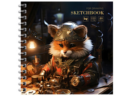 Скетчбук BG Скв40гр_58079 "Steampunk. Fox", 40л., 170*170 на гребне, глянцевая ламинация, фольга, 120г/м2