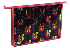 Папка для труда А4 ArtSpace ПТР-22_42243 "Love", 2 отделения пластик, фольга, на молнии