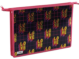 Папка для труда А4 ArtSpace ПТР-22_42243 "Love", 2 отделения пластик, фольга, на молнии
