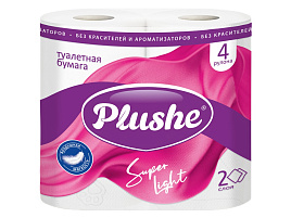 Туалетная бумага Plushe Super Лайт 4шт.2-х сл. 15м