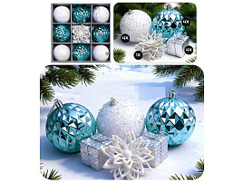 Набор новогодних украшений S2620 Снежный вальс 13шт