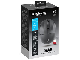 Мышь Defender беспроводная 52037 оптическая Ray MM-032 серый, 2.4G+BT,4кнопки,1600 dpi