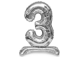 Шар надувной Цифра 3 серебро 32" ч41933 80см