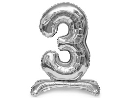 Шар надувной Цифра 3 серебро 32" ч41933 80см