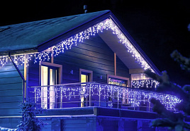 Электрогирлянда уличная бахрома 50м 1200л синяя