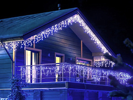 Электрогирлянда уличная бахрома 50м 1200л синяя