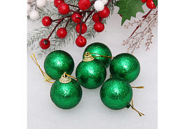 Набор шаров 4см 652-011 Блестящее напыление зеленый 6шт